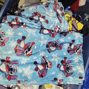 Disney Blue Pajama Bottoms with Snowflake and Character Design